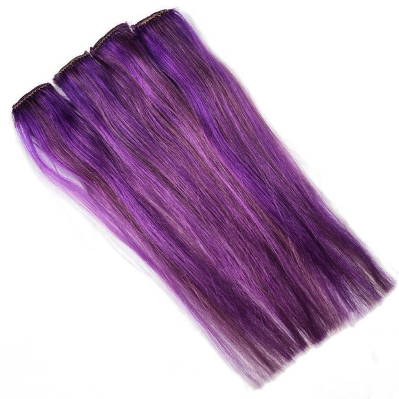 10 inch Purple Remy Clip in Human Hair Extensions main image 4